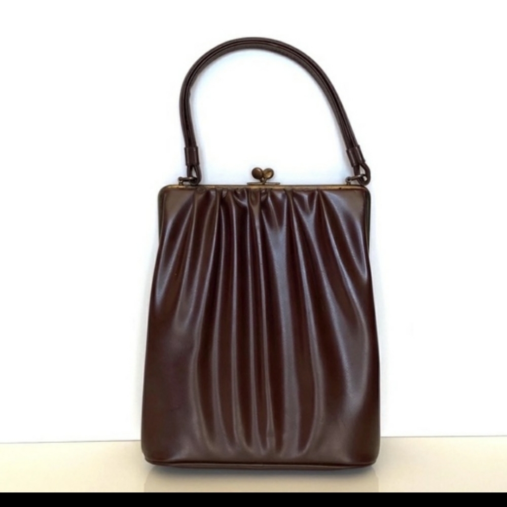 Vintage Bag, Handbag Theodore of California 1960's Brown Leather Handbag.
